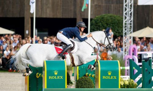 Bertram Allen drives away in a new car at CSI Basel